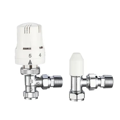 Precision Control and Security: 15mm x 1/2 Angled Thermostatic Radiator Valve with Lockshield for Efficient Heating Managemen