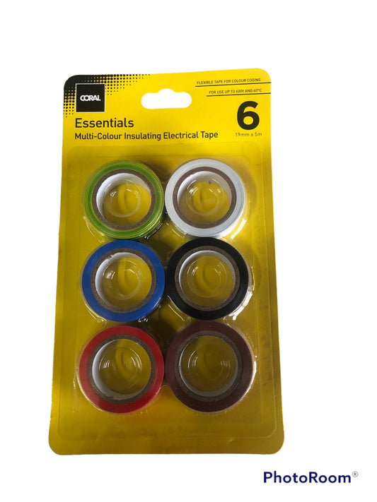 Insulation Electrical Tape Multi Coloured Pack