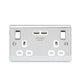 British General BRITISH GENERAL NEXUS METAL 13A 2-GANG SP SWITCHED SOCKET + 3.1A 15.5W 2-OUTLET TYPE A USB CHARGER